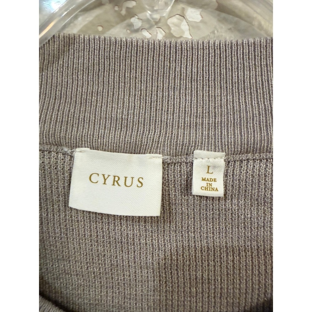 Cyrus Womens Striped Scoop Neck Sweater Taupe White Blue Trim C082417 Large - Picture 2 of 4